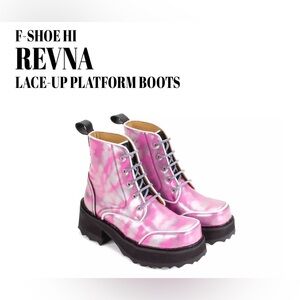 Fluevog NEW IN BOX F-Shoe Hi Revna metallic pink/silver platform boot - 8/8.5